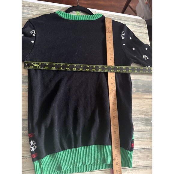 Ugly Christmas Big Kid Holiday Sweater Sz Large Cat Sleigh Funny Festive Party - Picture 8 of 11
